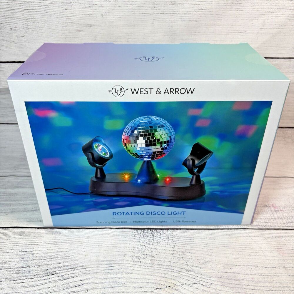 West & Arrow Rotating Disco Ball Party Projector LED Multicolor USB Spinning NEW